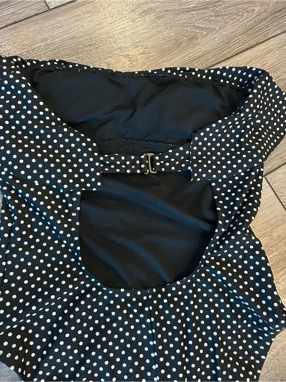 A.N.A. Women’s Black Polka Dot One-Piece Swimsuit Large